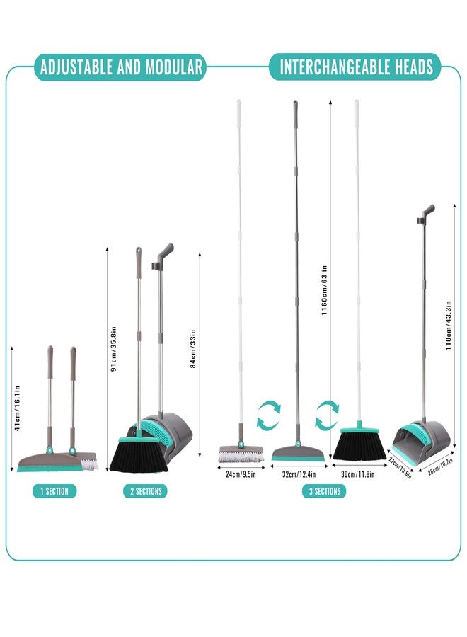 مجموعة دويتويل للمكنسة والمجرفة، تتضمن مكنسة سيليكون وممسحة وفرشاة تنظيف بمقبض طويل قابل للتعديل للتنظيف الداخلي والخارجي، مثالية لشعر الحيوانات الأليفة والسوائل والأوساخ. - Image 3